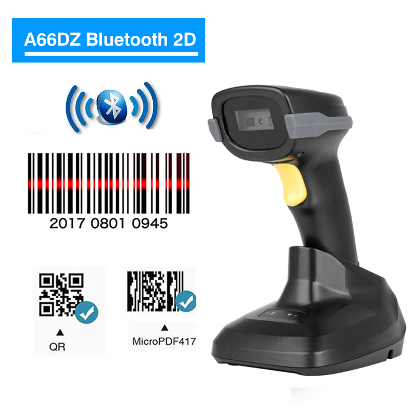 Hstem 2.4G Wireless Bluetooth Barcode Scanner QR PDF417 Data Matrix Handheld Bar Code Reader Support Automatic Sensing Scanning