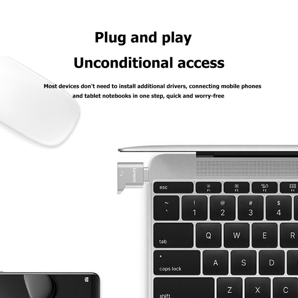 Lenovo-lector de tarjetas D201, USB tipo C, 480Mbps, 512GB, USB-C, TF, microSD, adaptador de tipo OTG-C, tarjetas de memoria para teléfono inteligente y portátil