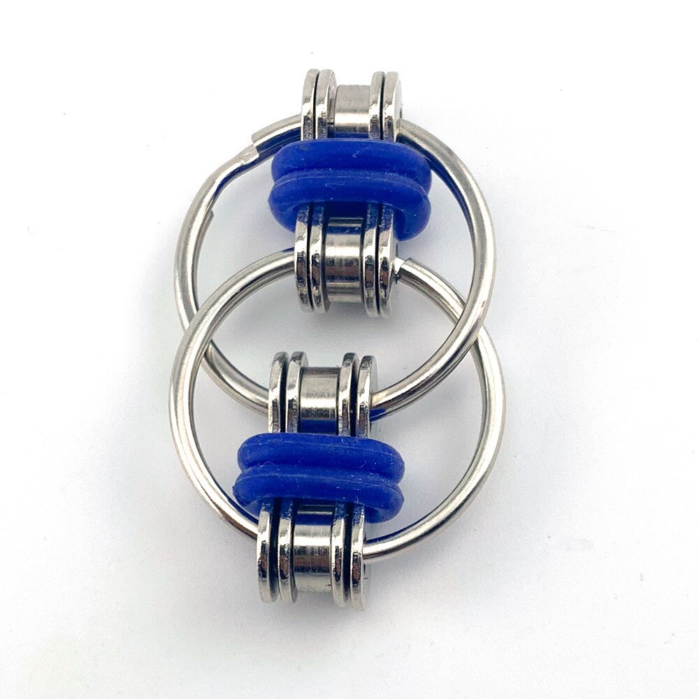 Metalen Puzzel Keten Fidget Speelgoed Voor Autisme Ketting Fidget Speelgoed Set Stress Verlichten Adhd Top Hand Spinner Sleutelhanger zintuiglijke Speelgoed: Dark Blue