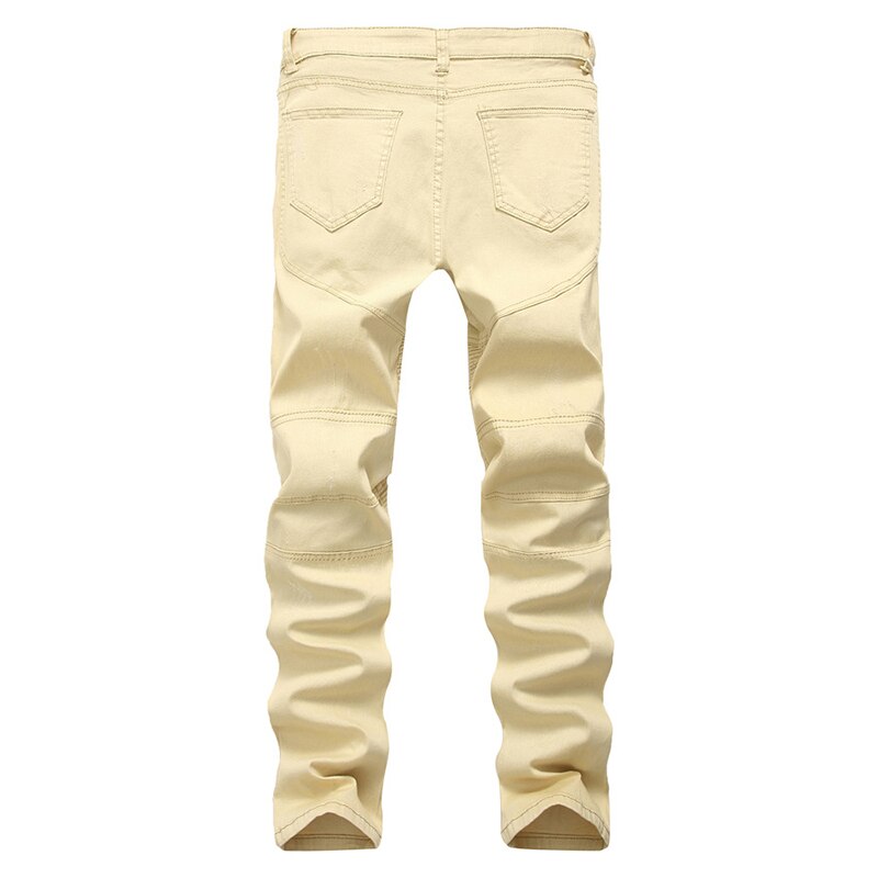 Silentsea heren jeans met kniegaten, gerafelde en gescheurde jeans voor heren, kaki kleur, broek, slim fit, bikerjeans voor heren, grote maten