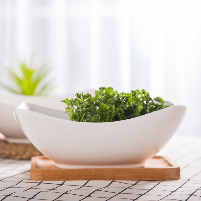 Europe Style home kitchen white ceramic bowls porcelain tableware Boat Bowls salad bowls rice noodle bowls pigmented
