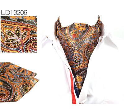 Män vintage prickigt bröllop formell kravat ascot scrunch själv brittisk stil gentleman siden hals slips lyx: Ld13206