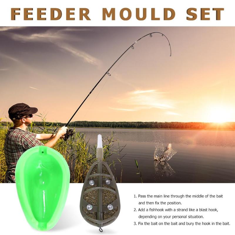 Bait Inline Method Carp Fishing Bait Basket Feeder Mould Set Bait Holder