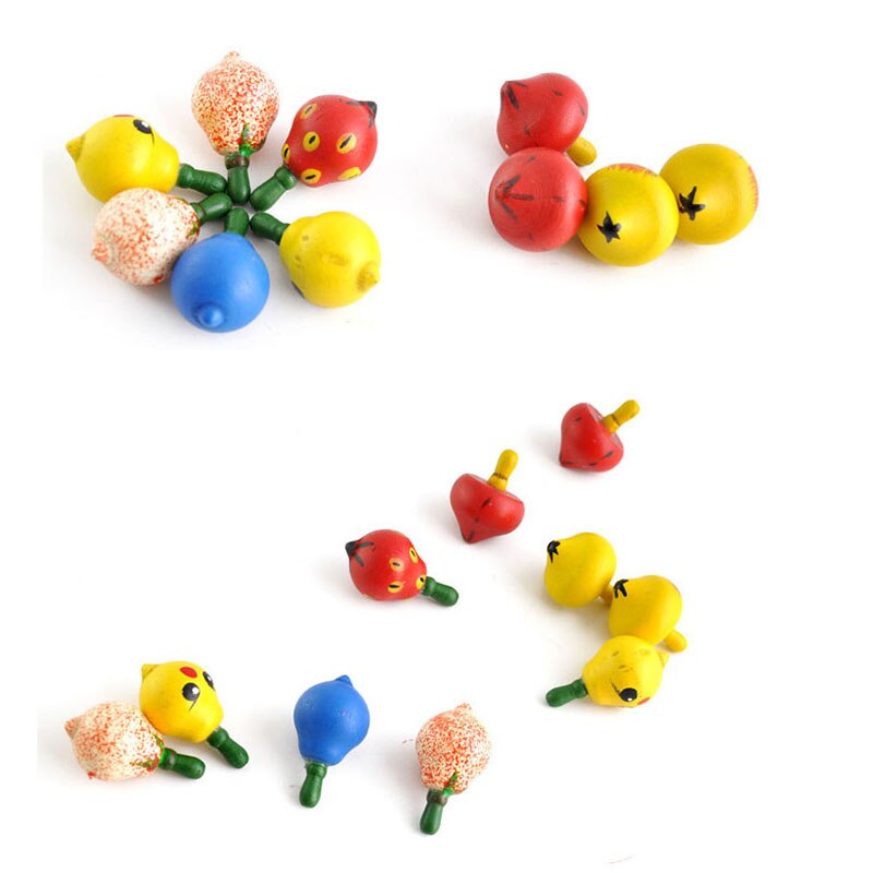 5cm trä färgglada frukt gyro liten hand roterande snurra klassiska leksaker för barn vuxen lättnad stress skrivbordslek leksak