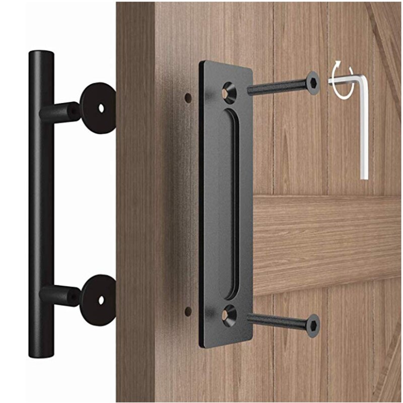 Barn Door Black Double-sided Sliding Door Sliding Door Round Dark Glas Hand Modern Minimalist Cabinet Handle Door Handle