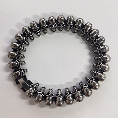 Braccialetti a forma di teschio lungo punk per uomo braccialetti a catena a maglie con ciondolo a forma di teschio lucido in acciaio inossidabile gioielli gotici maschili 2019: As mostrare