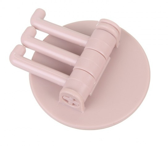 Rotary hook plastic hook bathroom wall hanging clothes towel hook household paste multifunctional hook free punching: light pink
