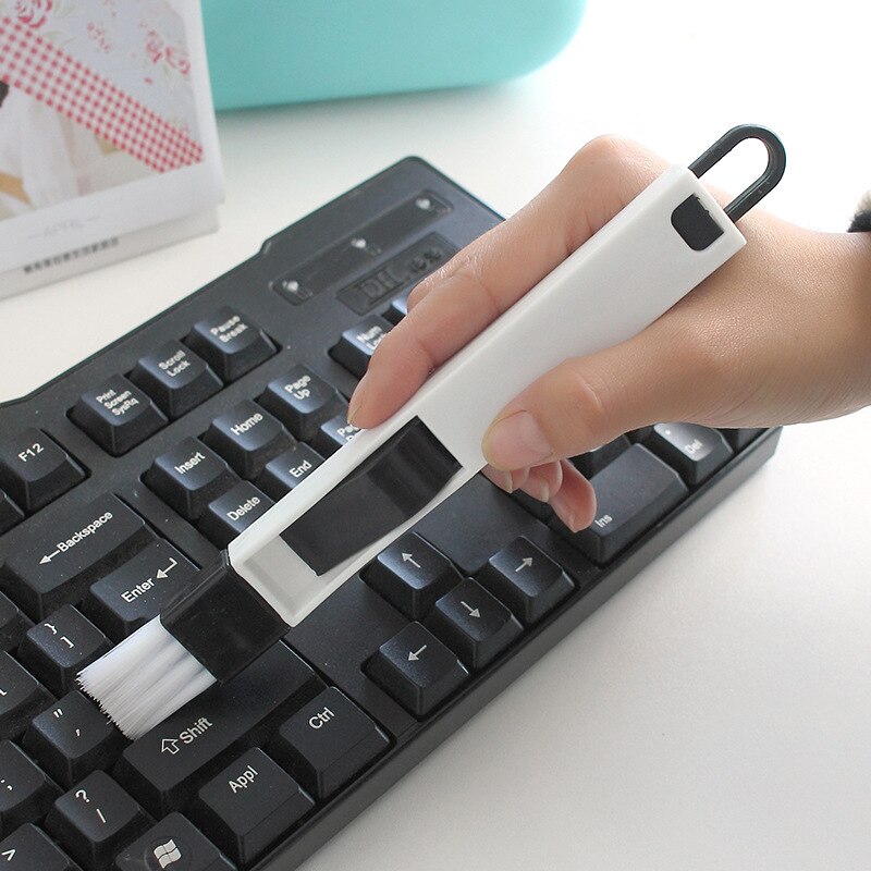 Brocha de limpieza pequeña, cepillo recogedor para el hogar, ventilación para puerta corredera, Herramientas de limpieza para teclado, cepillo de limpieza multifuncional: 02