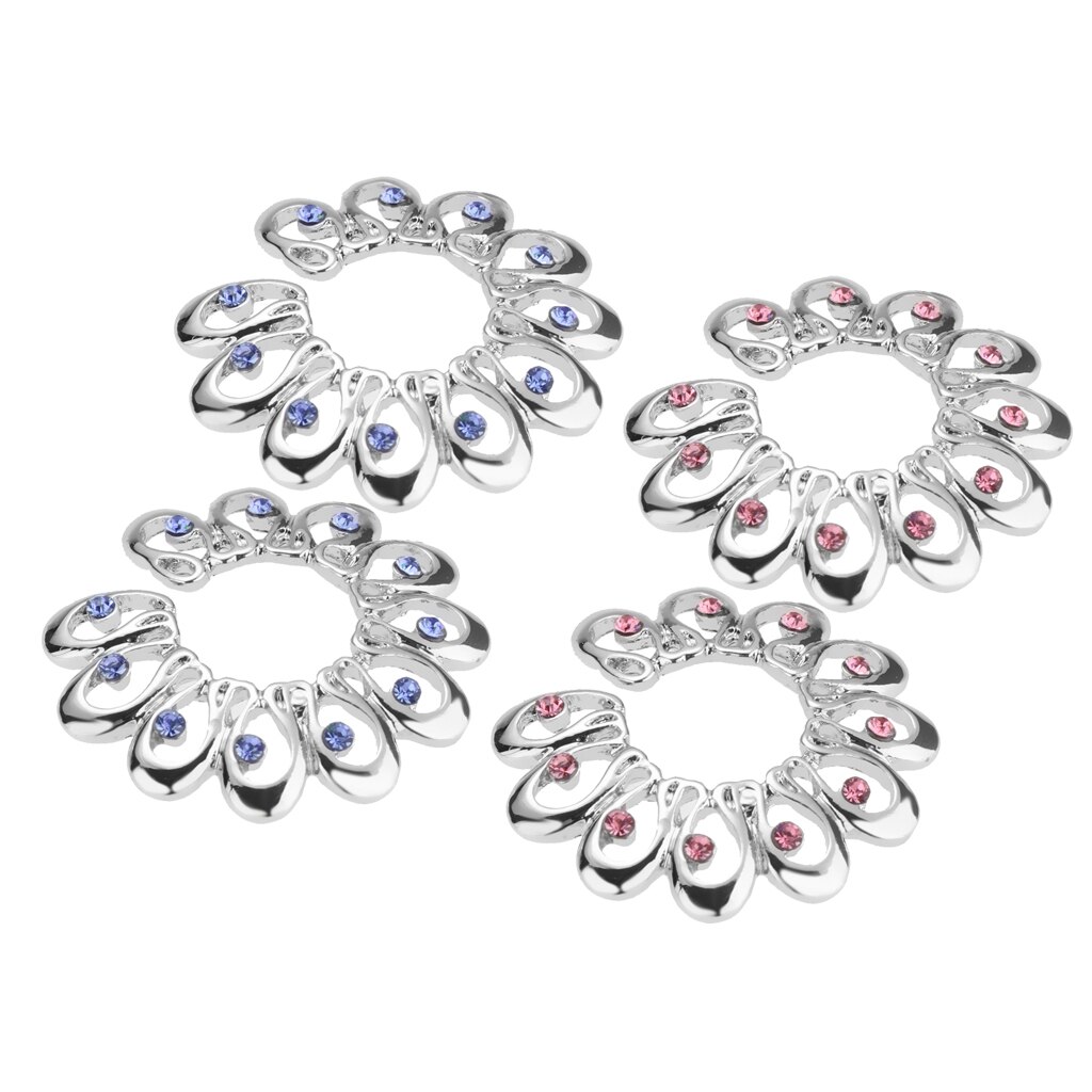 1 paar strass-kristall-dekorations-edelstahl-hohlblumen-Clip-an-nippelringe, verstellbare größe