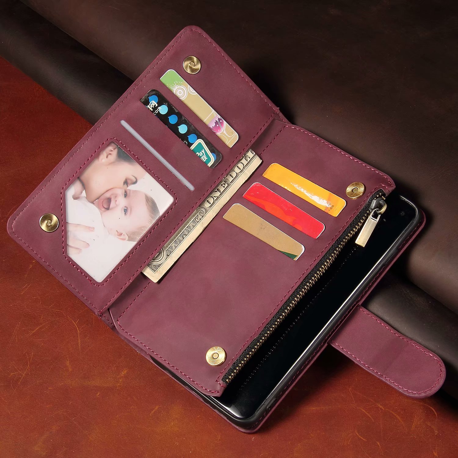 Leather Wallet For OPPO A72 4G CPH2067 Case Magnetic Zipper Wallet Mobile Retro Wallet Flip Card Stand