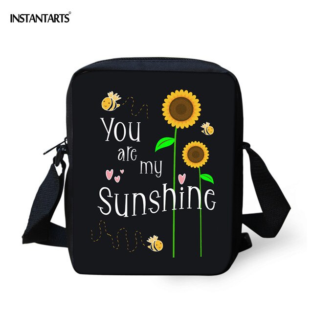 INSTANTARTS Sunflower Print Crossbody Bag Kindergarten Schoolbags You Are My Sunshine Mini Messenger Bag Boys Girls Handbag: HXA608E