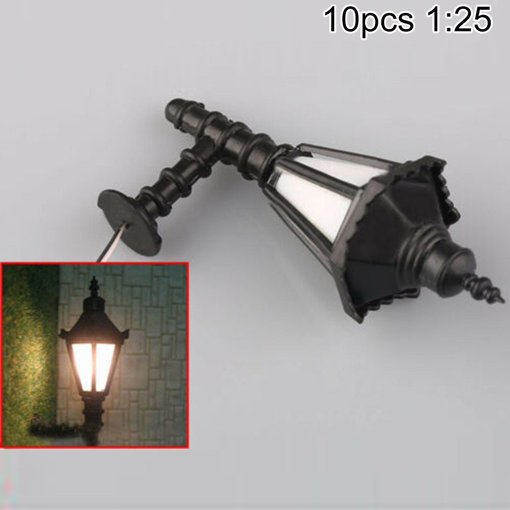 10Pcs Trein Spoorweg Park Led Lantaarnpaal Lampen Wandlampen Model Schaal 1:25 3V Model Tuin Lampen Miniatuur Lanscape
