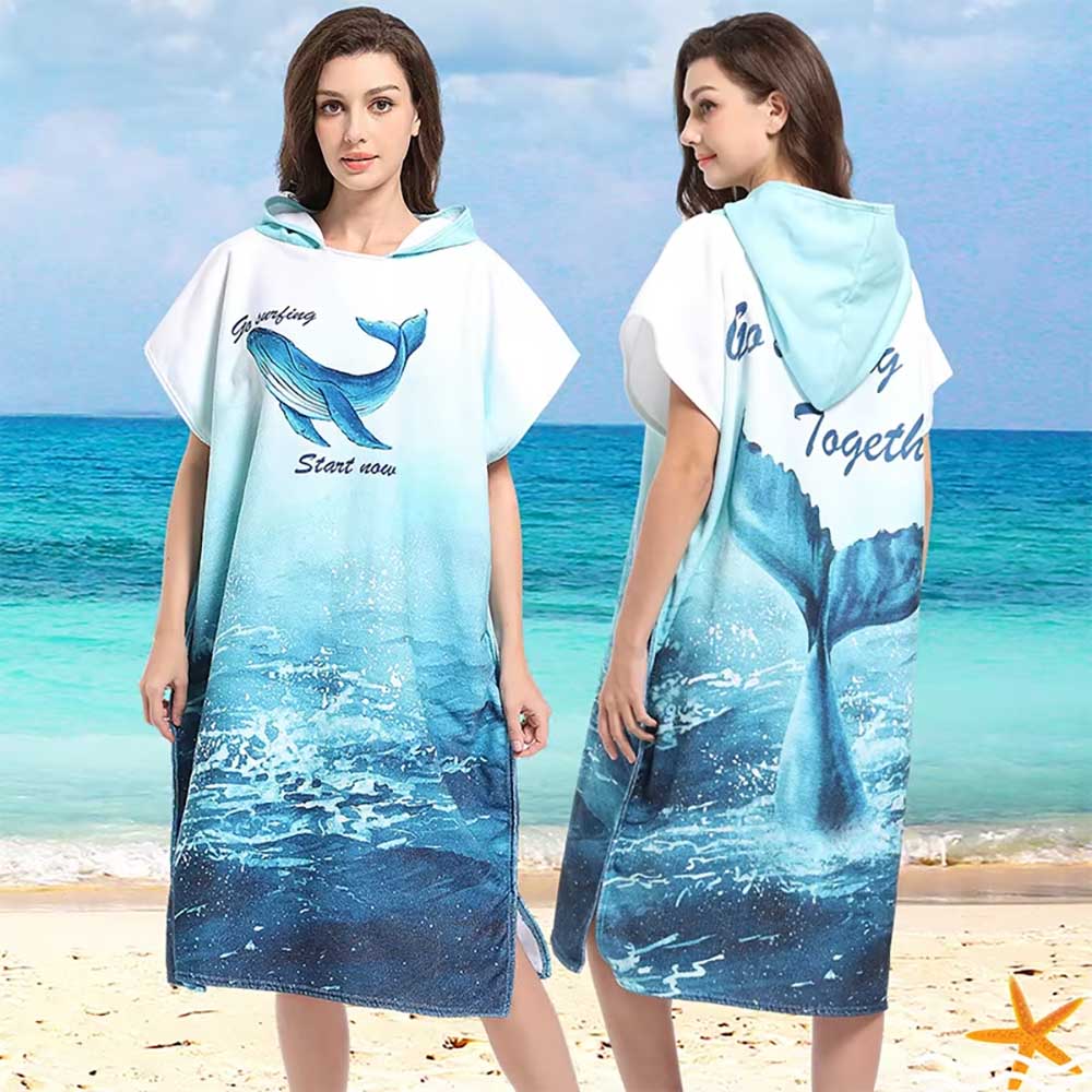 Surfponcho, waterabsorberende capuchon, microvezel strandlaken, badhanddoek, zwemhanddoek, wetsuit poncho voor volwassenen: Roze