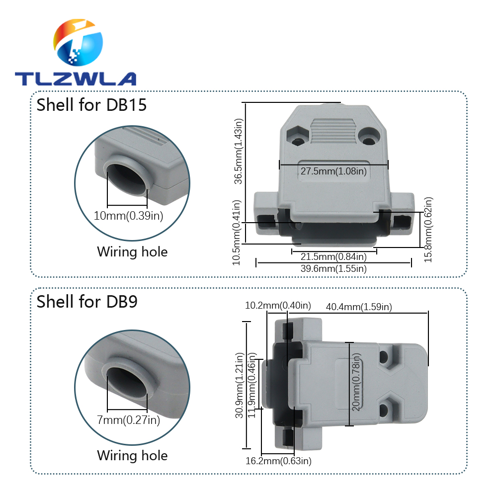 5PCS DB9 Adapter Connector Core DB15 DB25 DB37 RS232 Serial COM Plug Connectors Hole/Pin Female Male Port Socket D Sub DP9 Case