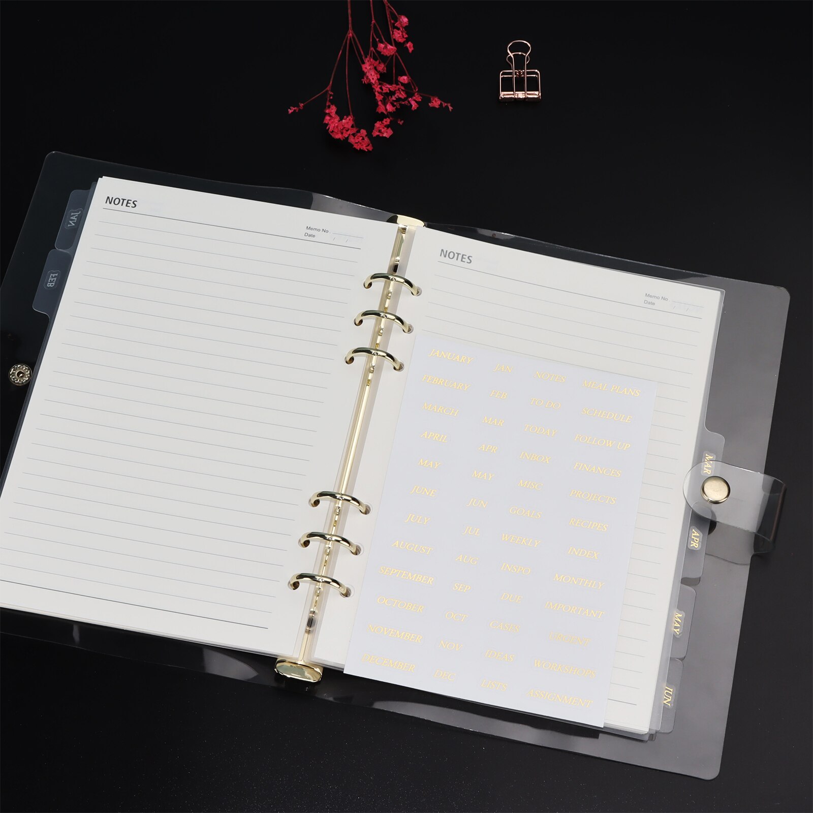 Loose Leaf 6 Ring A5 Binder Index Dividers Clear A5 Separators 6 Tabs For Dividers