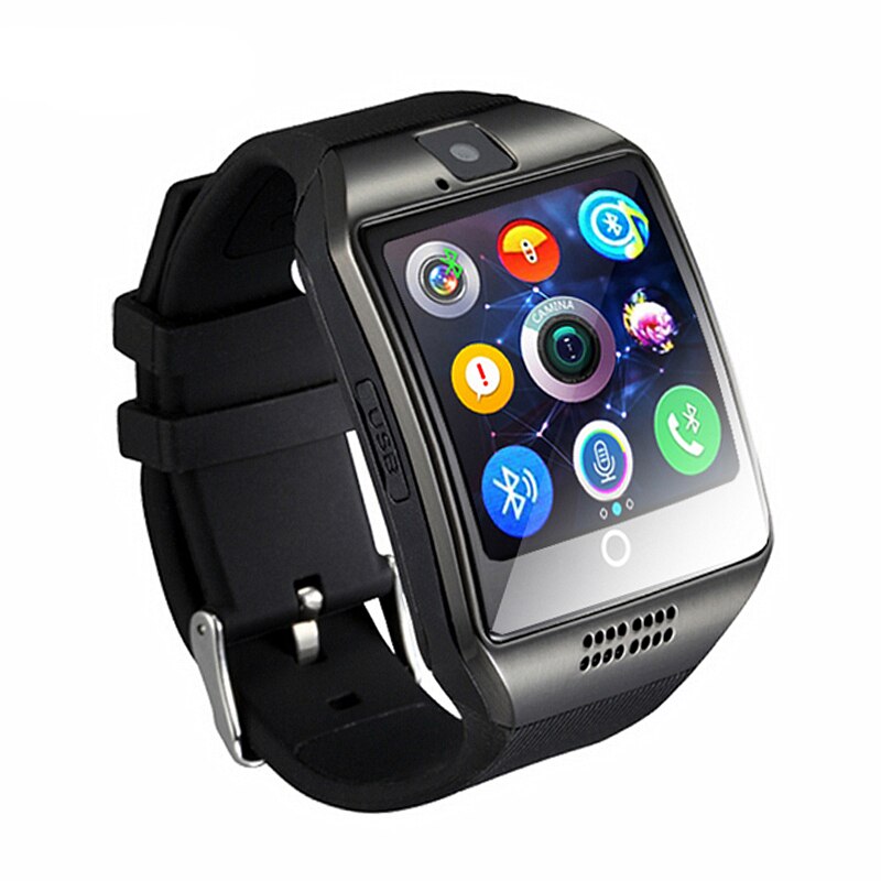 Montre intelligente Bluetooth Q18 horloge intelligente pour téléphone Android avec podomètre caméra carte SIM Whatsapp Message d'appel affichage pk A1