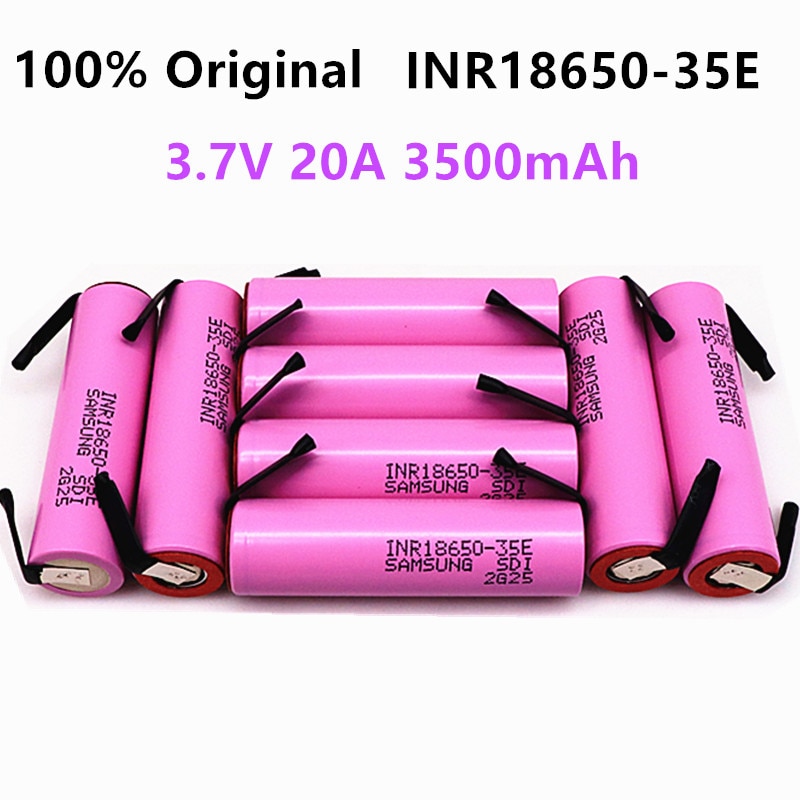 Original ForSamsung 18650 3500mAh 20A discharge INR18650 35E 3.7v 18650 battery 3.7v rechargable Battery+DIY nickel