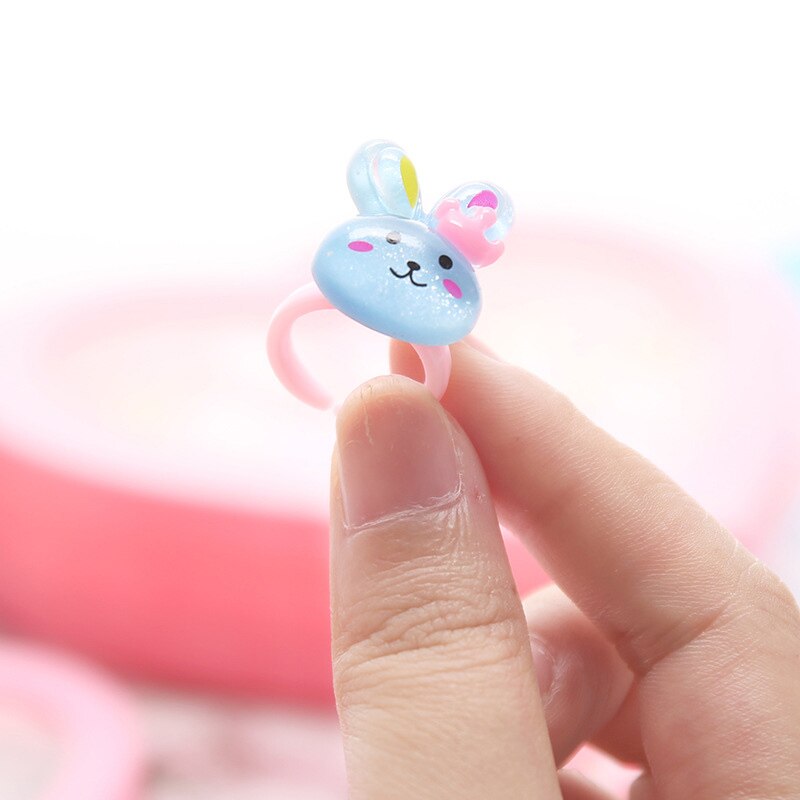 Girls Ring Jewel Cartoon Animal Styled Rings with Heart Shape Storage Case