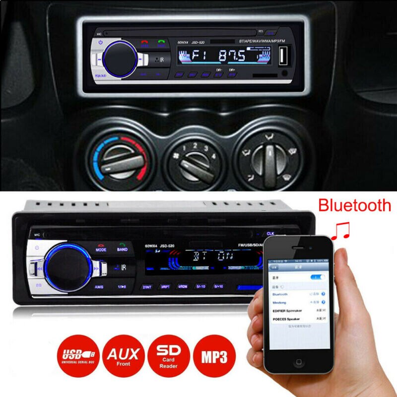 Autoradio bluetooth stereo  mp3- soitin usb/sd/fm pääyksikkö ei cd puhelimen lataus