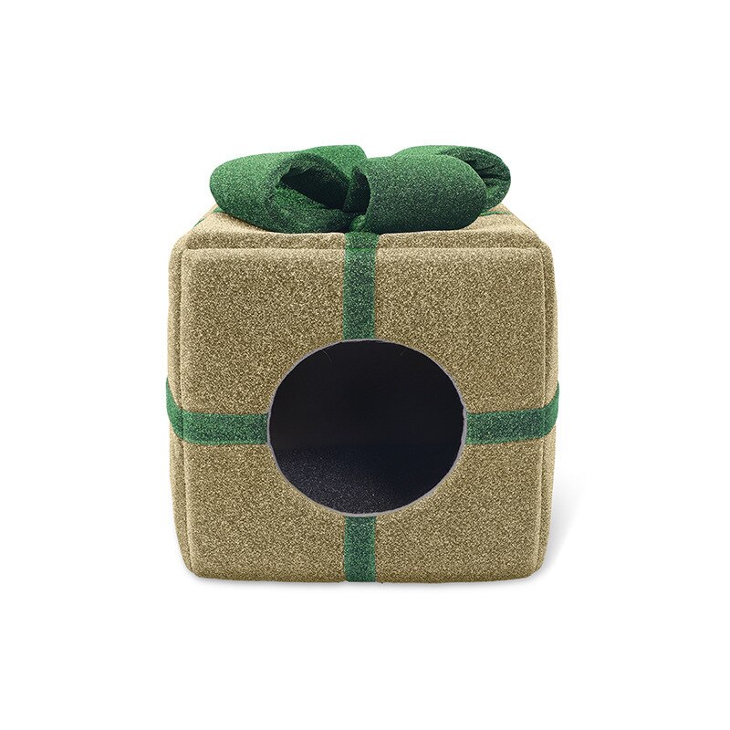 The Latest Pet Christmas Box Cat House Cat House Cat House Closed Cat House Four Seasons Warm Dog House: golden
