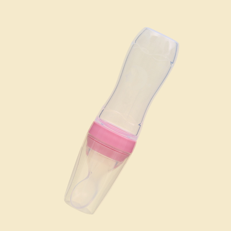 120Ml Veilig Pasgeboren Baby Zuigfles Peuter Siliconen Squeeze Voeden Lepel Melk Fles Baby Training Feeder: Pink