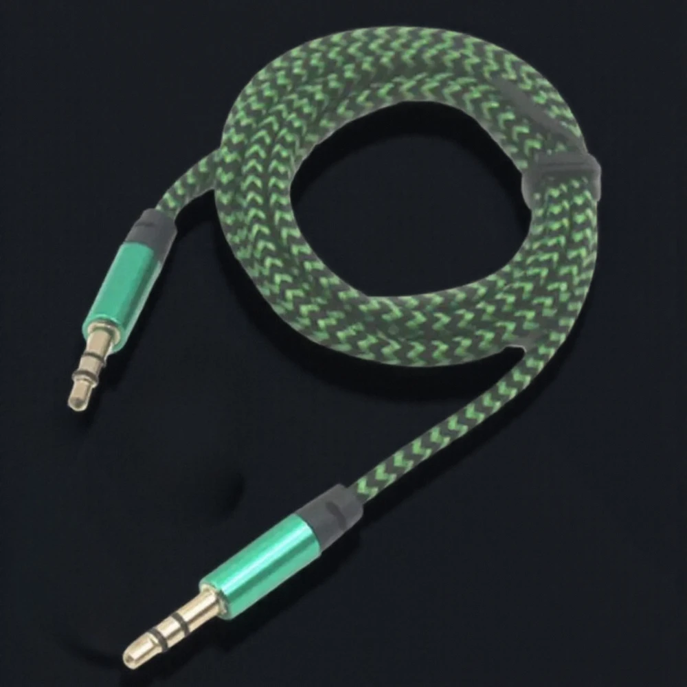 3.3ft st flätade nylonkabel, 3.5mm hane-till-hane ljudkabel för smartphone-hörlurar,  mp3 st musikkabel för spelare: Grön