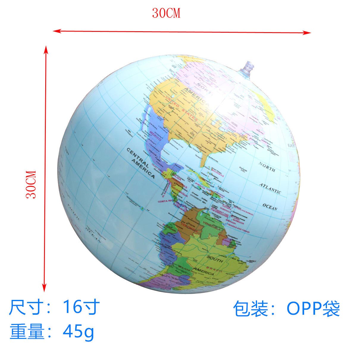 16-inch Inflatable Globe English Environmental Protection Pvc Globe Geography Teaching Supplies Toy