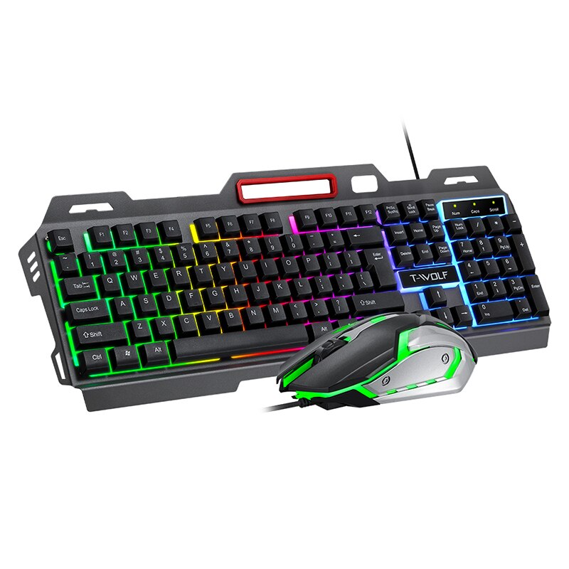 RGB Gaming Keyboard And Mouse PC Gaming Keyboard RGB Backlit Keyboard Rubber Keycaps Wired Keyboard Mouse Gamer Gaming Mouse: TF600