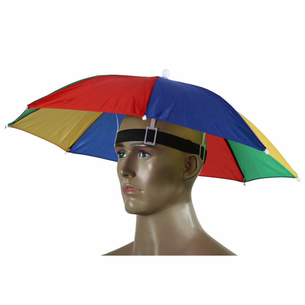 Bærbar paraply hat solskærm camping fiskeri vandring golf strand hovedbeklædning udendørs brolly cap til mænd håndfri paraply tackle