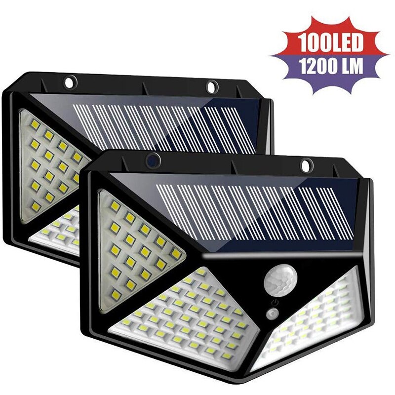 Solar Light Outdoor, 100 LED Waterproof Security Wall Night Light with Motion Sensor 270° Wide Angle for Pathway Porch Yard Gara