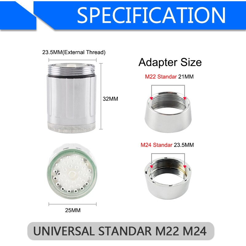 Led Water Kraan Accessoires Glow Kleurrijke Tap Nozzle Voor Badkamer Keuken Head Light 3 Kleuren 7 Kleuren