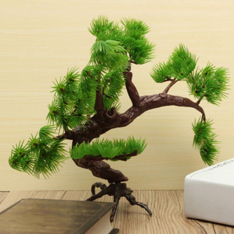 Bonsái Artificial de plástico, ornamento de bonsái, árbol de pino Artificial, decoración de plantas, acuario, accesorios para acuario