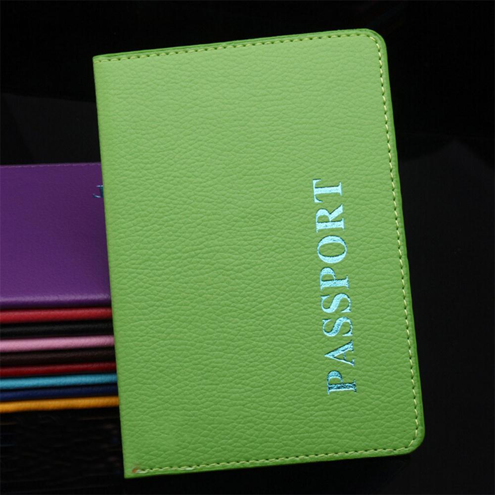 Passport Cover Passport ID Bank Card Note Holder Litchi Grain PU Passports Tickets Holder Passport Bag: Green