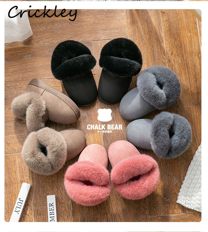 Herfst Winter Jongens Meisjes Snowboots Pluche Dikke Warme Solid Kids Laarzen Soft Furry Thuis Outdoor Peuter Kinderen Schoenen
