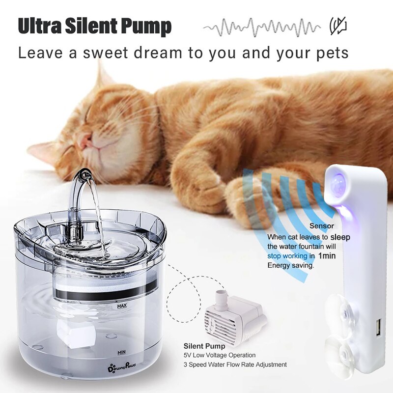 Automatic Cat Water Fountain Sensor Smart Motion Sensor Switch Flower Intelligent Infrared USB Detector Water Drinker Supplies