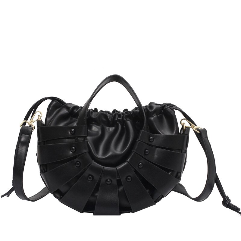 Damenhandtasche aus gewebtem muschelleder, luxuriöse tragetasche für damen, umhängetasche, damenhandtasche aus gewebtem leder, bolso sac: Schwarz