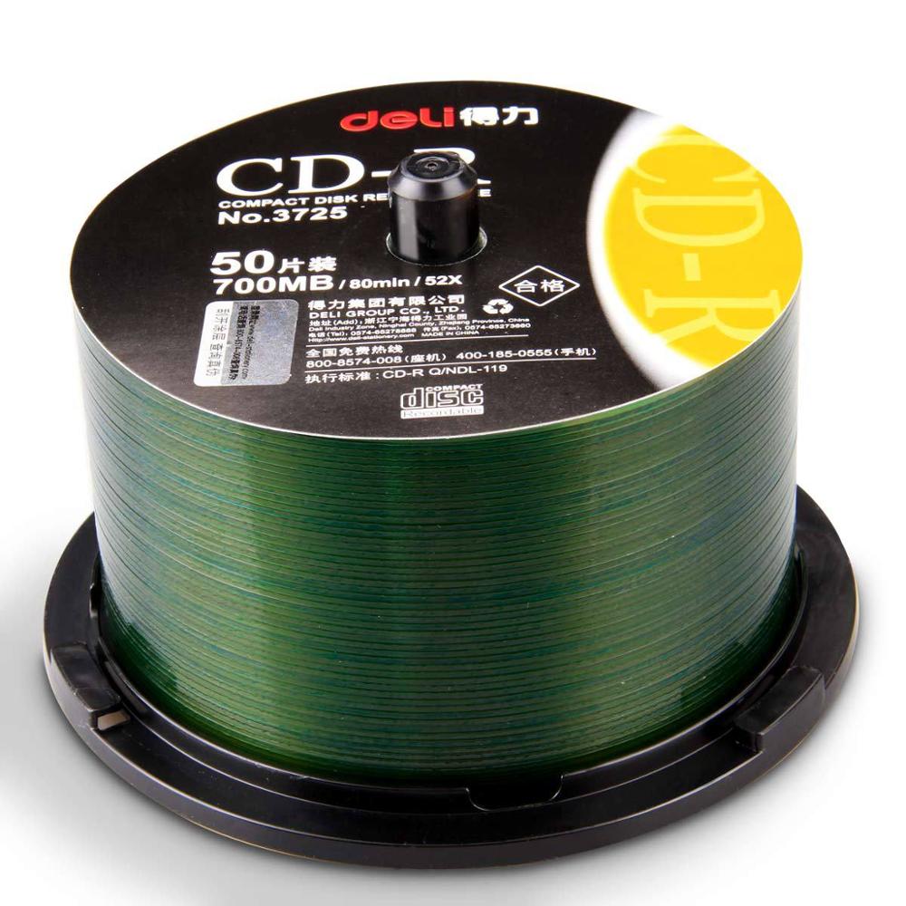 Deli 4PCS/LOT 3725 CD-R Blank Discs Recordable Compact Disc 700MB/80min/52x CD-R BLANK Discs Single Piece Office Supplies