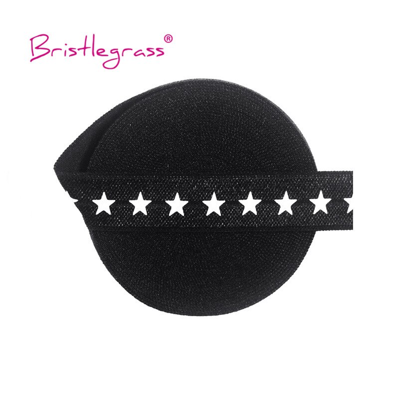 Bristlegrass 5 Yard 5/8 "15Mm Wit Star Print Vouw Over Elastische Foe Spandex Satijn Band Haar Band Hoofdband tutu Jurk Naaien Trim: Black