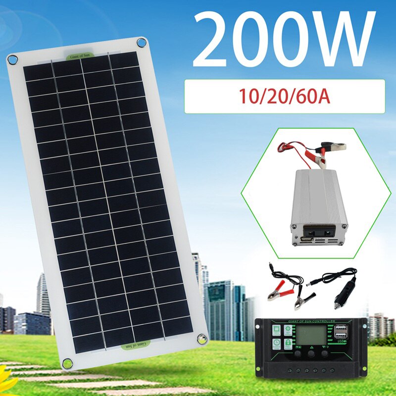 Painel solar, sistema de energia solar, 30w, 220v, controle de bateria, 220w, inversor usb, conjunto completo, energia doméstica, acampamento