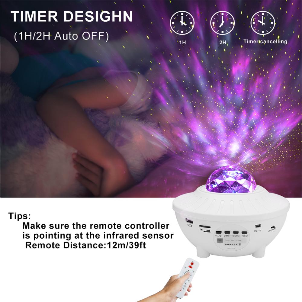 Led Star Night Light Music Starry Water Wave Led Projector Licht Bluetooth Kleurrijke Sound-Activated Sterrenhemel Projector Lamp