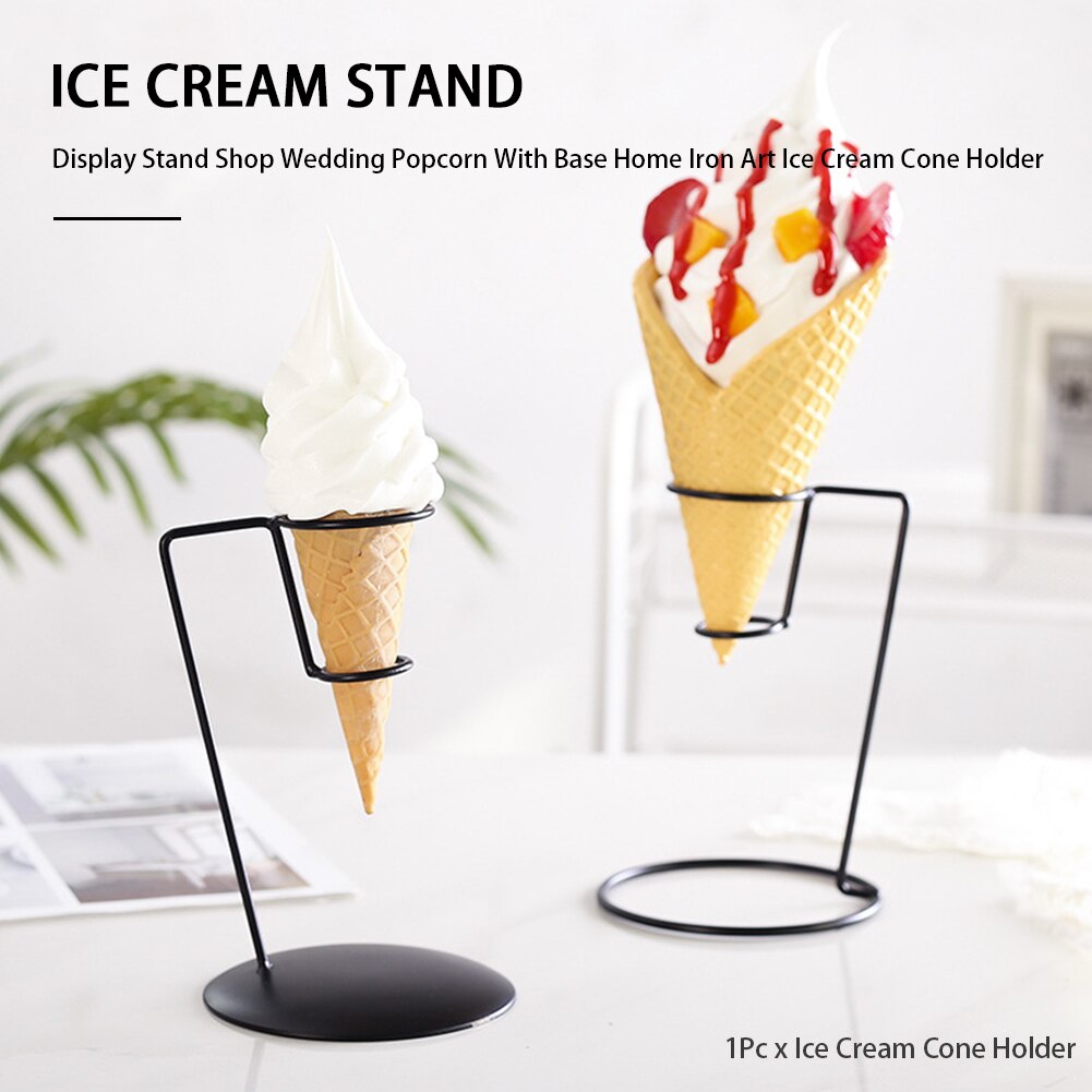 Popcorn Iron Art Reusable With Base Restaurant Home Display Stand Ice Cream Cone Holder Shop Party Sweets French Fries Wedding