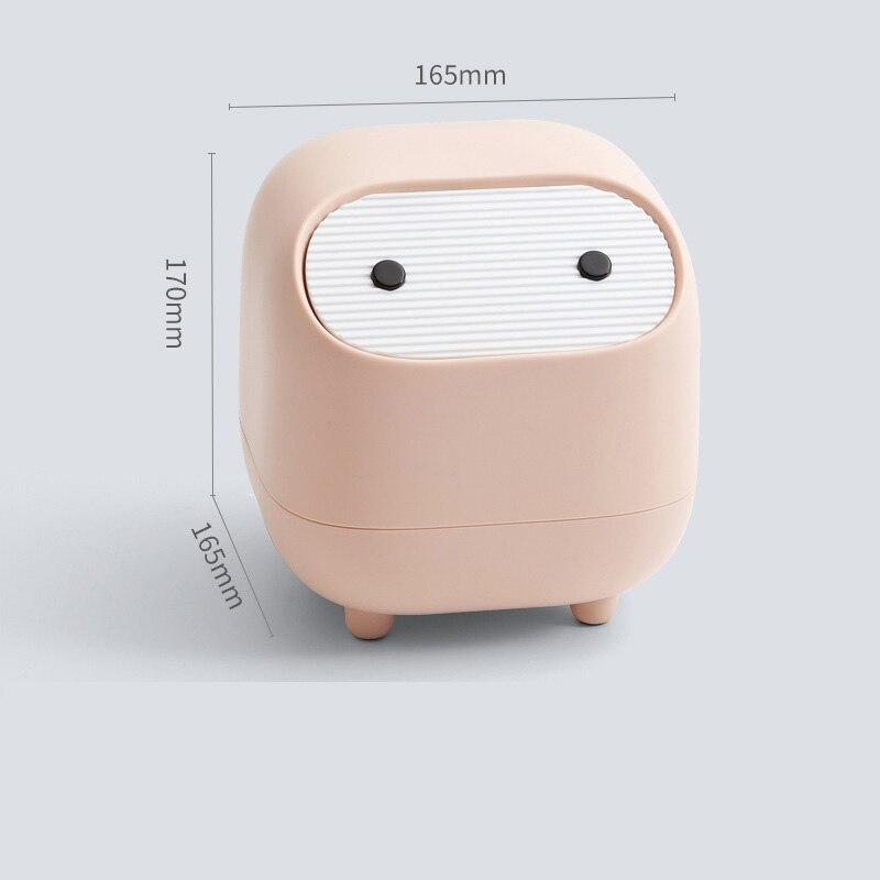 Mini Cute Waste Bin Desktop Small Trash Kitchen Can with Lid Garbage Organizer Detachable Cover Dining Table Desk Storage Bucket: Pink