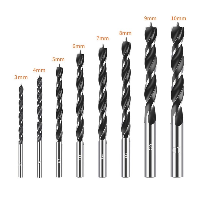 three-point woodworking drill bit perforating support drill electric drill rotary head wood plank hole special twist drill bit
