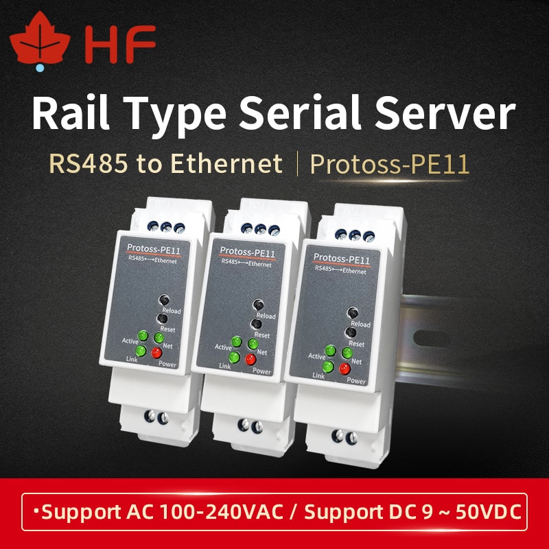 Hoge Vliegende Protoss-PE11 RS485 Bedrade Naar Ethernet Seriële Server Rail Montage Din Rail Apparaat Seriële Server