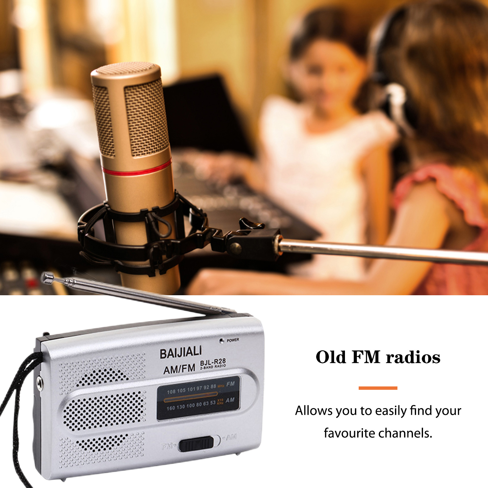 Fm/Am Radio Dual Band Draagbare Weerradio Batterijgevoede Muziekspeler 3.5Mm Jack Ingebouwde Luidspreker Met Telescopische Antenne