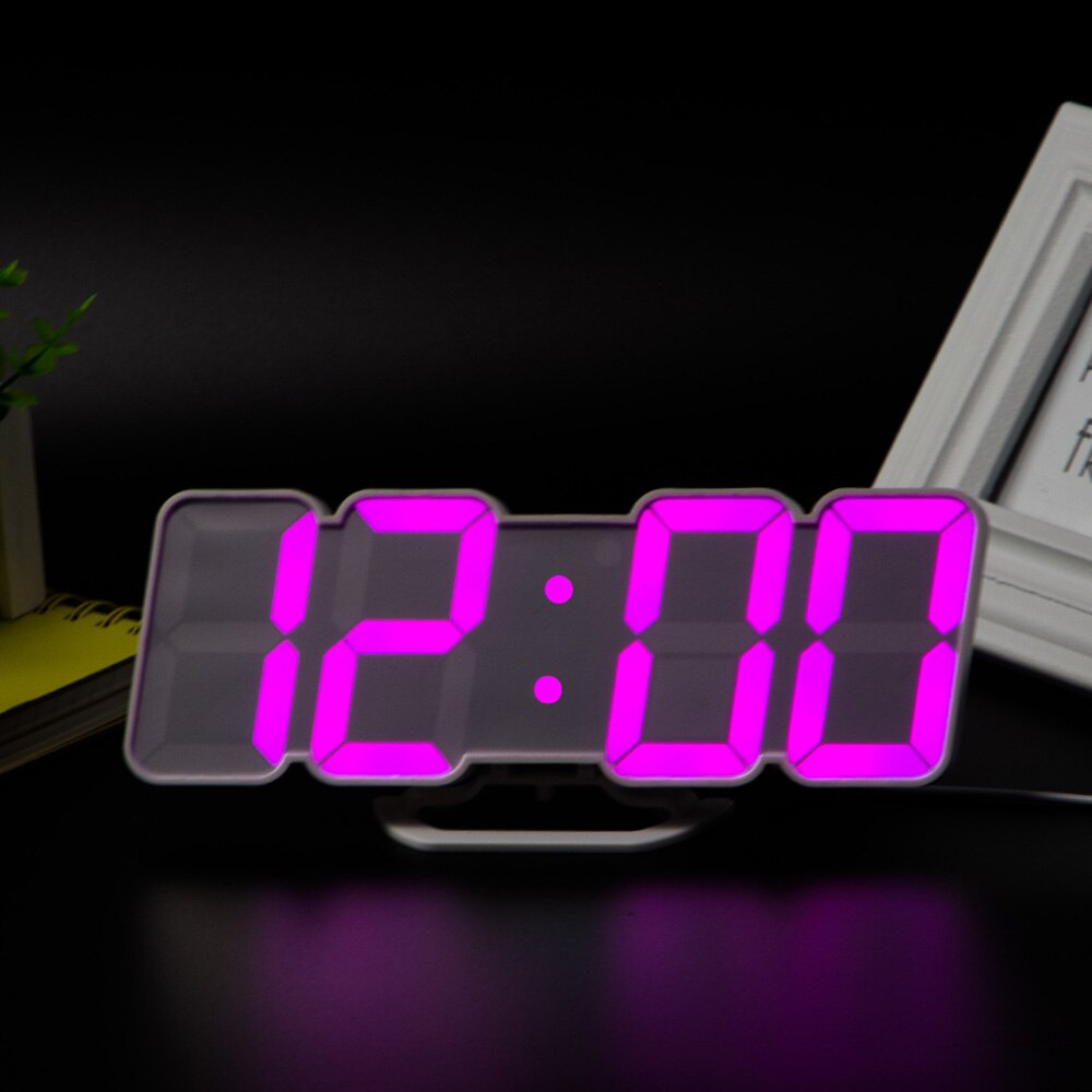 Réveil numérique LED sans fil 3D, affichage de l'heure, de la température et de la Date, 115 couleurs changeantes, contrôle du son, horloge murale de bureau