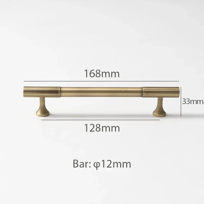 Manija y perilla de gabinete de bronce antiguo, perillas de cajón de latón macizo lineal, barra retro, herrajes para muebles de armario de cocina y dormitorio: Beige