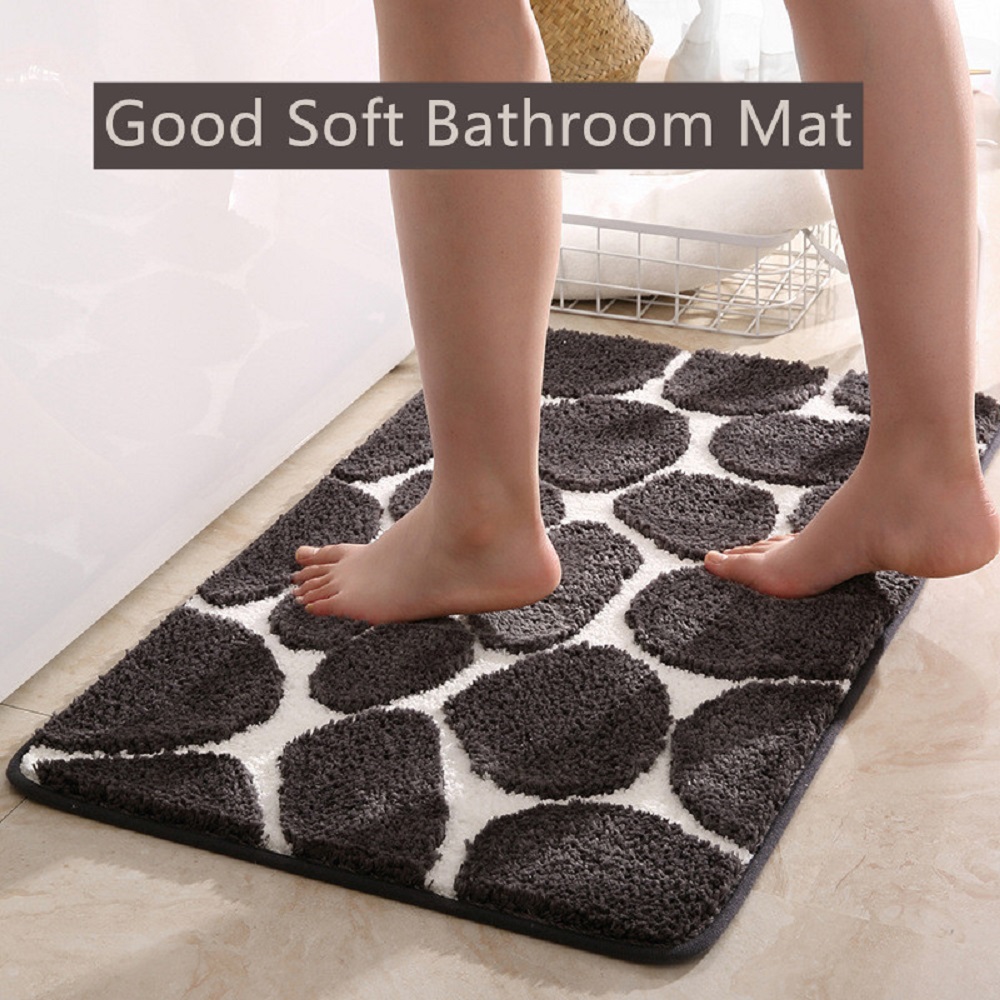 Inyahome Household Bathroom Floor Mat Carpet Dot Decoration Super Soft Microfiber Bath Rug Super Cozy Quick Dry Floor Mat