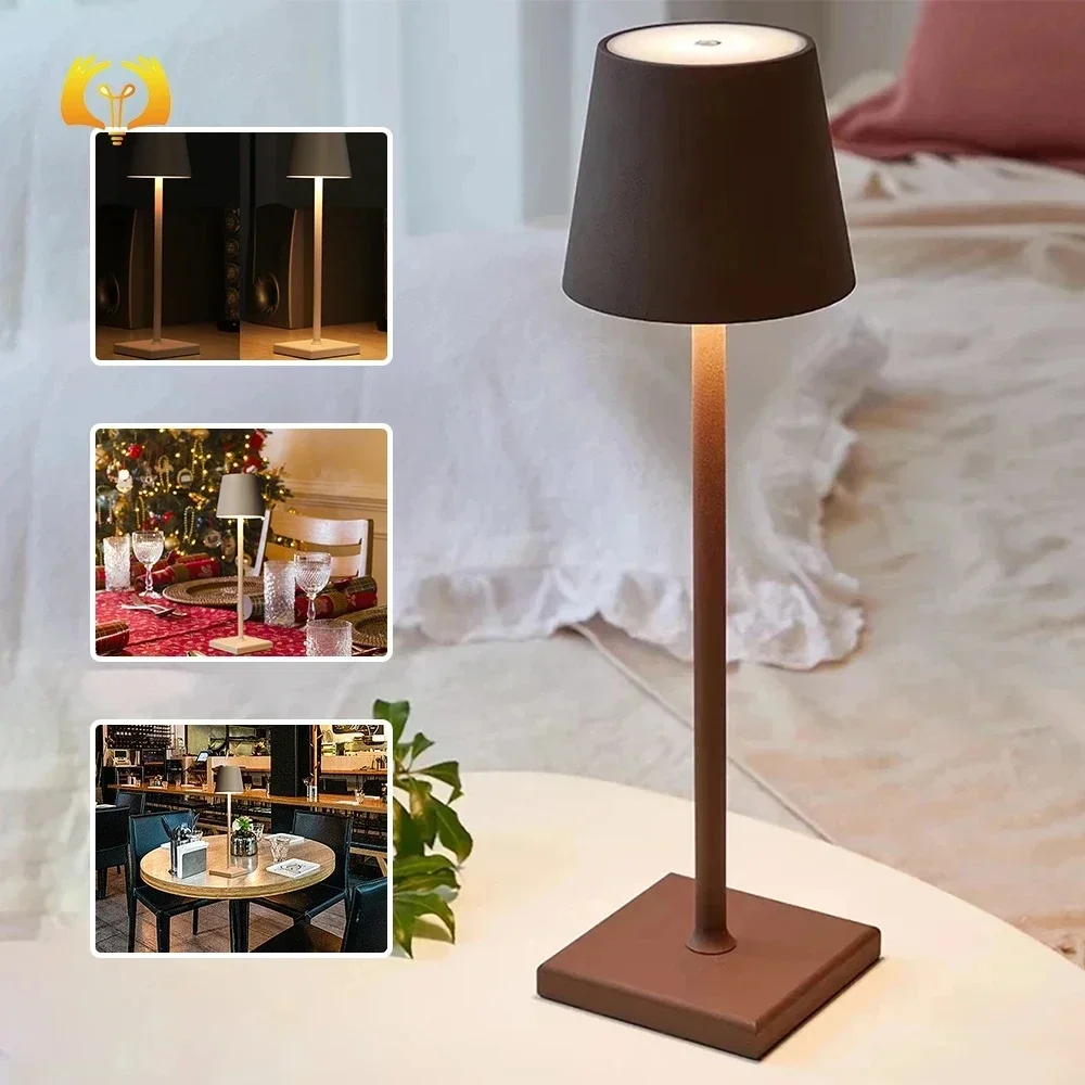 Poldina-Lampe de Table Sans Fil, Rechargeable par USB, Joli Tactile Étanche, pour Chambre à Coucher, Hôtel, Salon, Restaurant