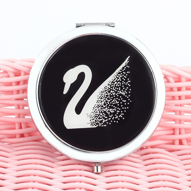 Mini tosidet spejllomme rundt spejl bærbart rensdyr flamingo spejl forfængelighedsspejl vintage makeup værktøj rejsetilbehør: 1